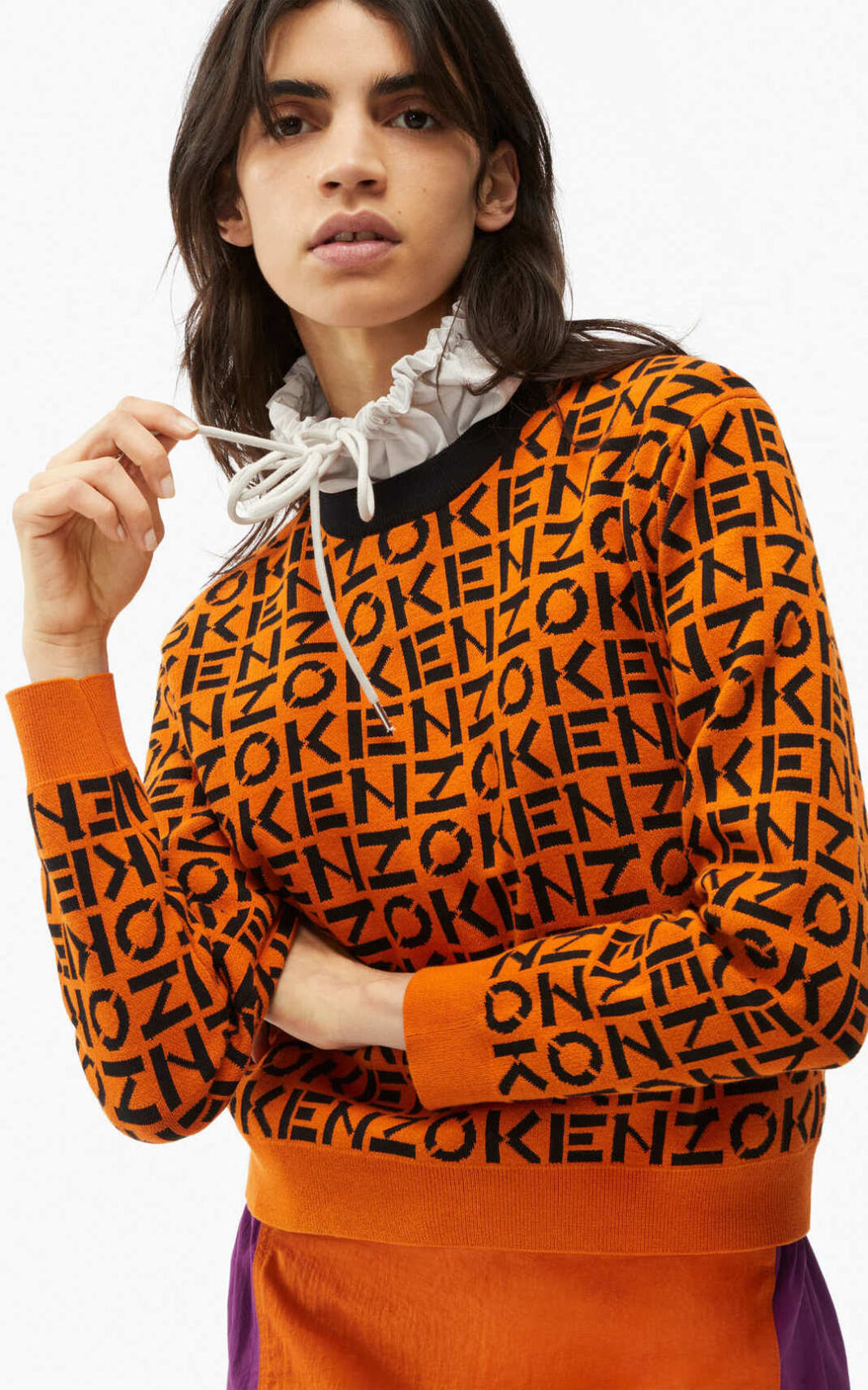 Pull Kenzo Sport monogram Femme Orange Foncé | KRME-75126